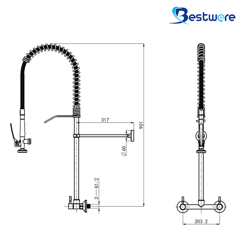 DAISY - 8" Wall Mount Pre-rinse Faucet